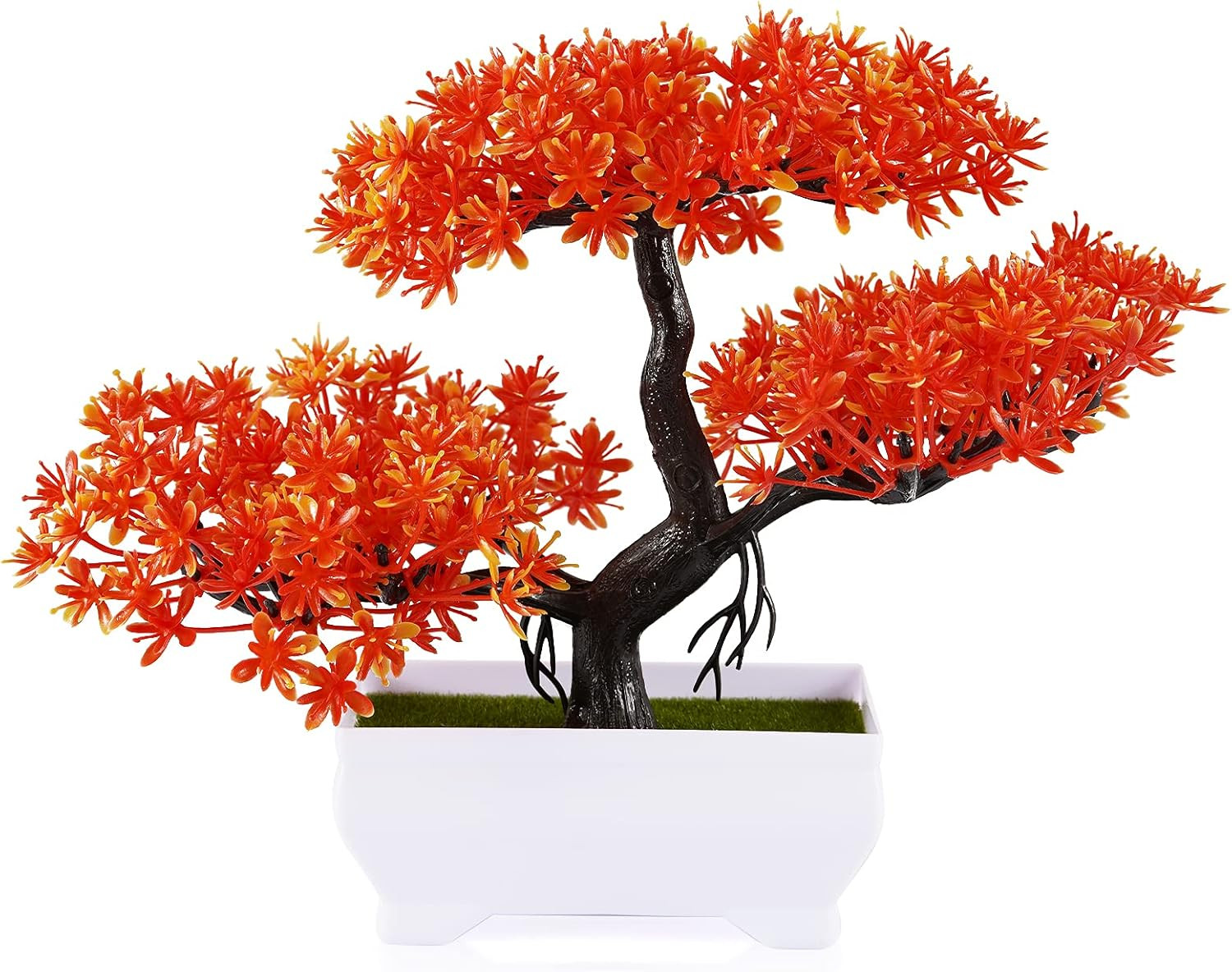 Mini Artificial Bonsai Tree Plants with Plastic Cement Pots for Home Office Déco