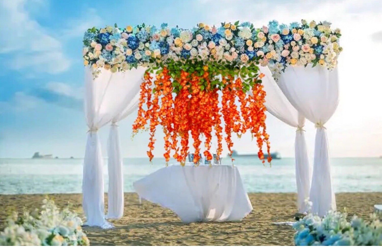 Wisteria Hanging Flowers 3.6 Ft Wisteria Vine Artificial Orange 12 Plus Pieces