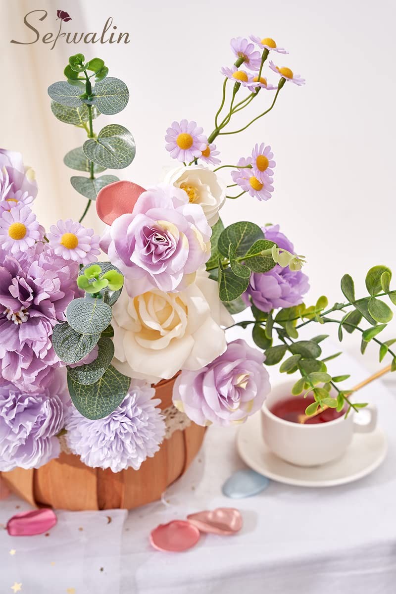 Serwalin Artificial Flowers Silk Flowers Wedding Cake Flowers Purple Fake Flo…