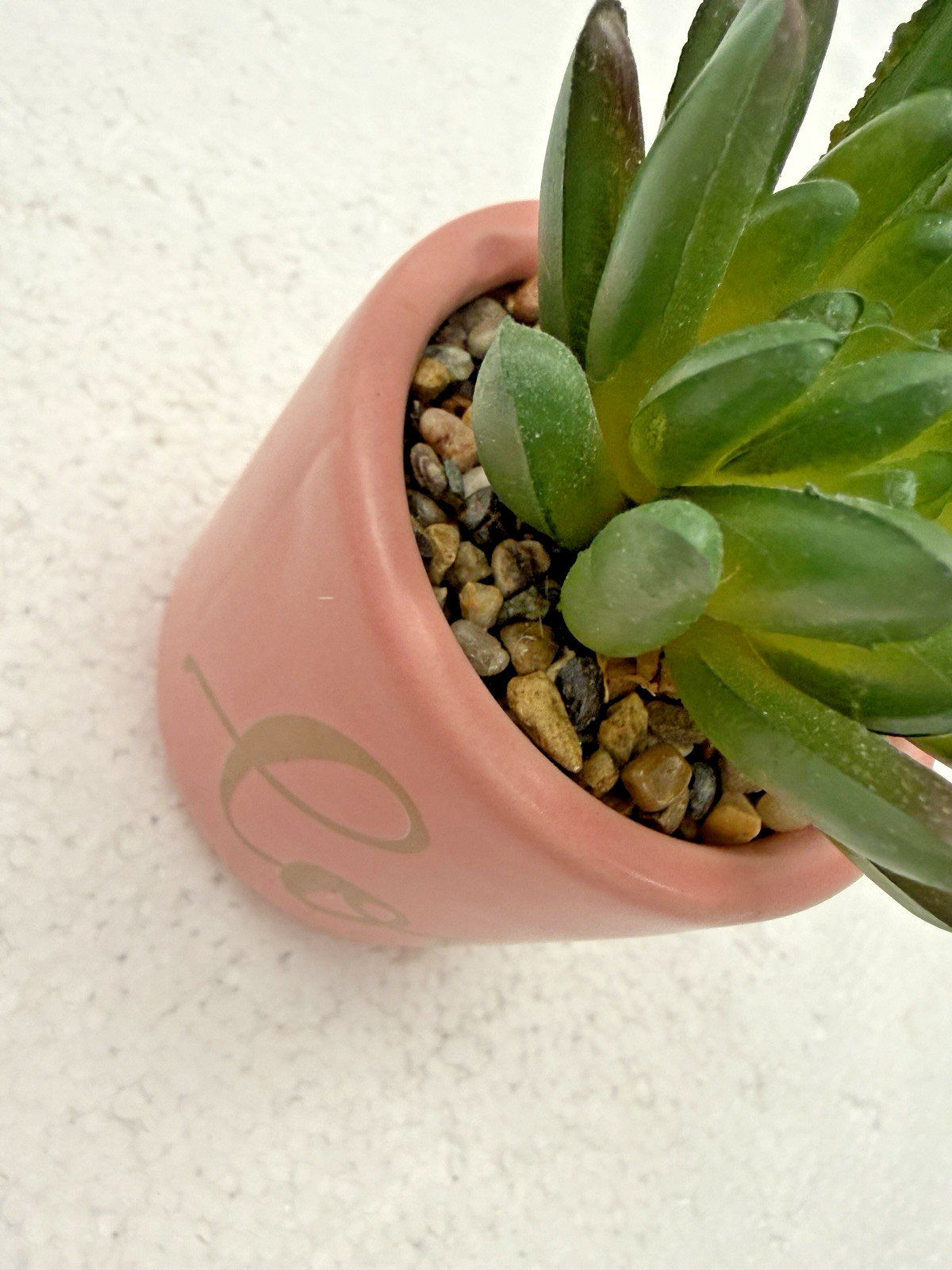 Potted Faux Succulent Pink “Love” 4″ FAST SHIP!