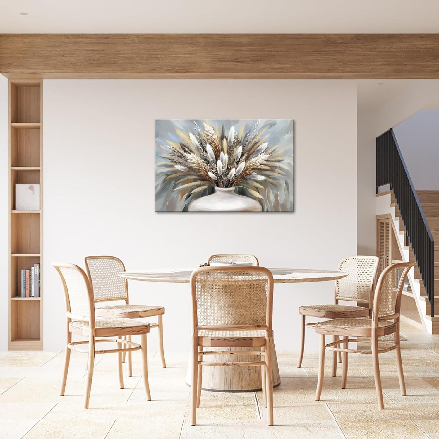 Large Pampas Grass Wall Art – Boho Canvas Decor for Home & Bedroom 24×36