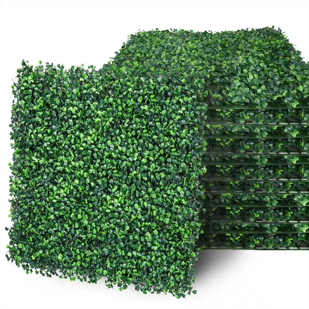 12- Pieces 20 In. X 20 In. Artificial Boxwood Hedge Greenery Wall Grass Topiary