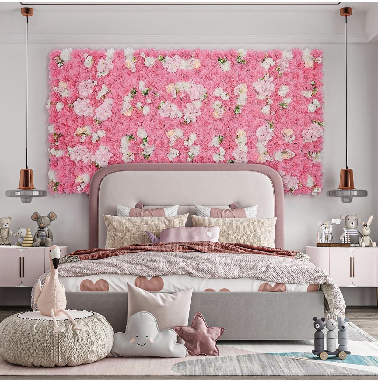 Flower Wall Backdrop 12pcs 16.5×16.5 Inch Artificial Floral Wall Panel #57