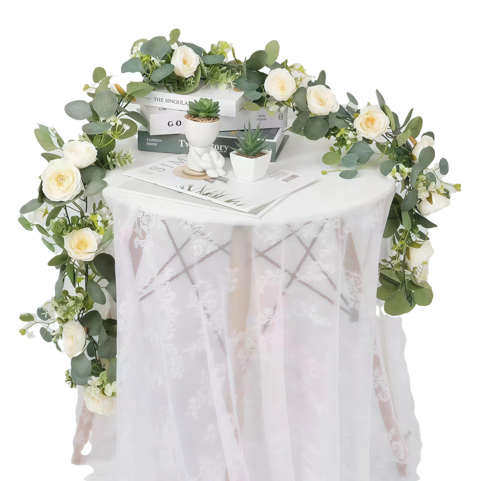 1/2pcs 5.9ft Artificial Eucalyptus Vine Fake Roses Flowers Indoor Outdoor Decor