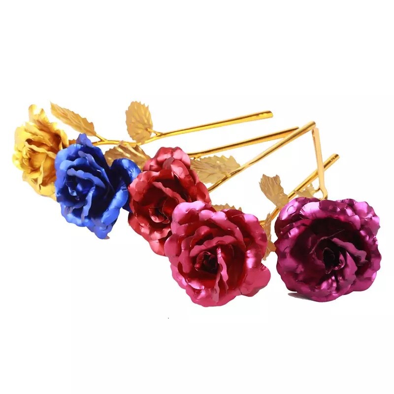 24k Gold Foil Collectible Rose Flower Unique Gift (RED)