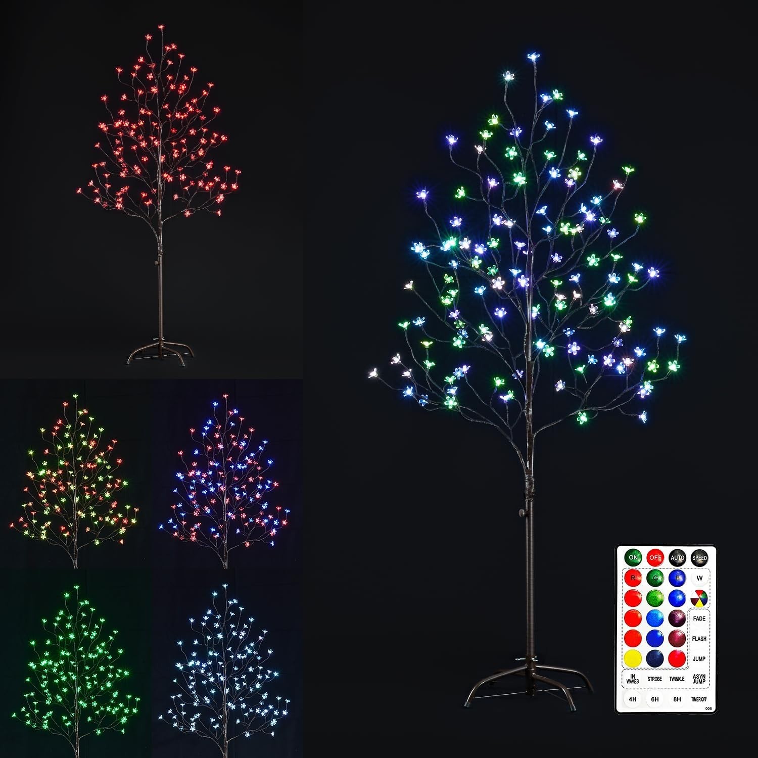 6.5 feet 208L LED Lighted Cherry Blossom Tree Warm White Decorate Home Garden