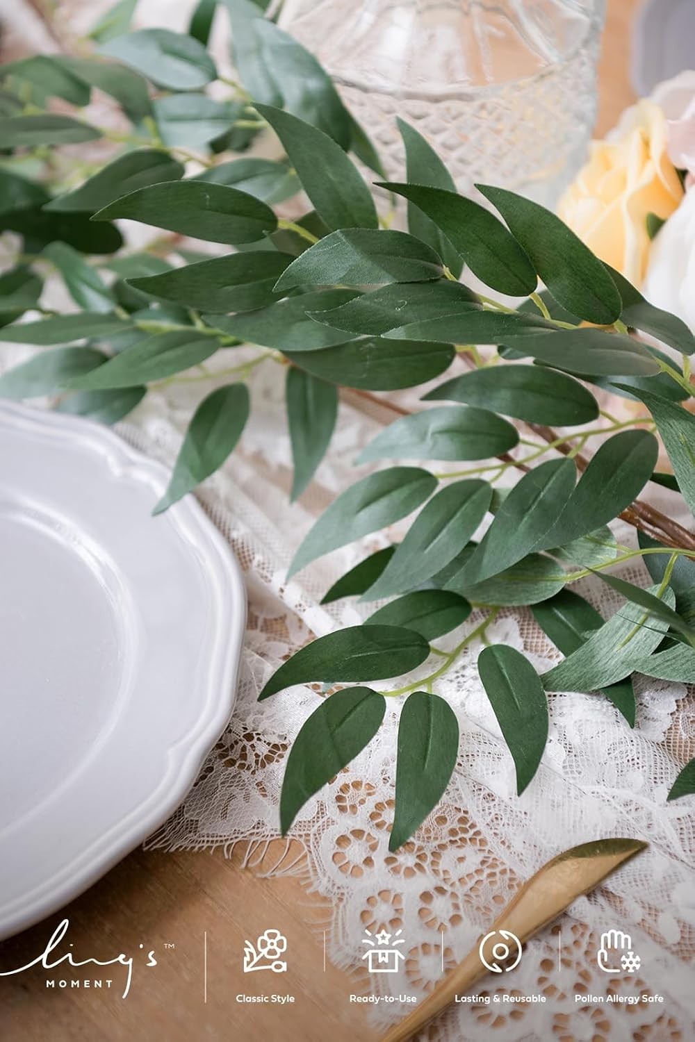 Artificial Silk Willow Leaf Swag – Dark Green