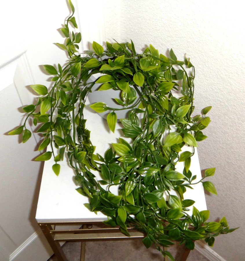 22 inch Dripping Artificial Potted Plant Green Leaves Gray Pot Floral Home Décor