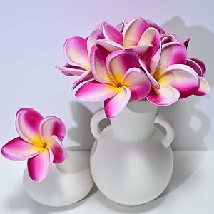 Birthday Gifts for Women 10pcs White Hot Pink Flowers PU Real Touch Flowers