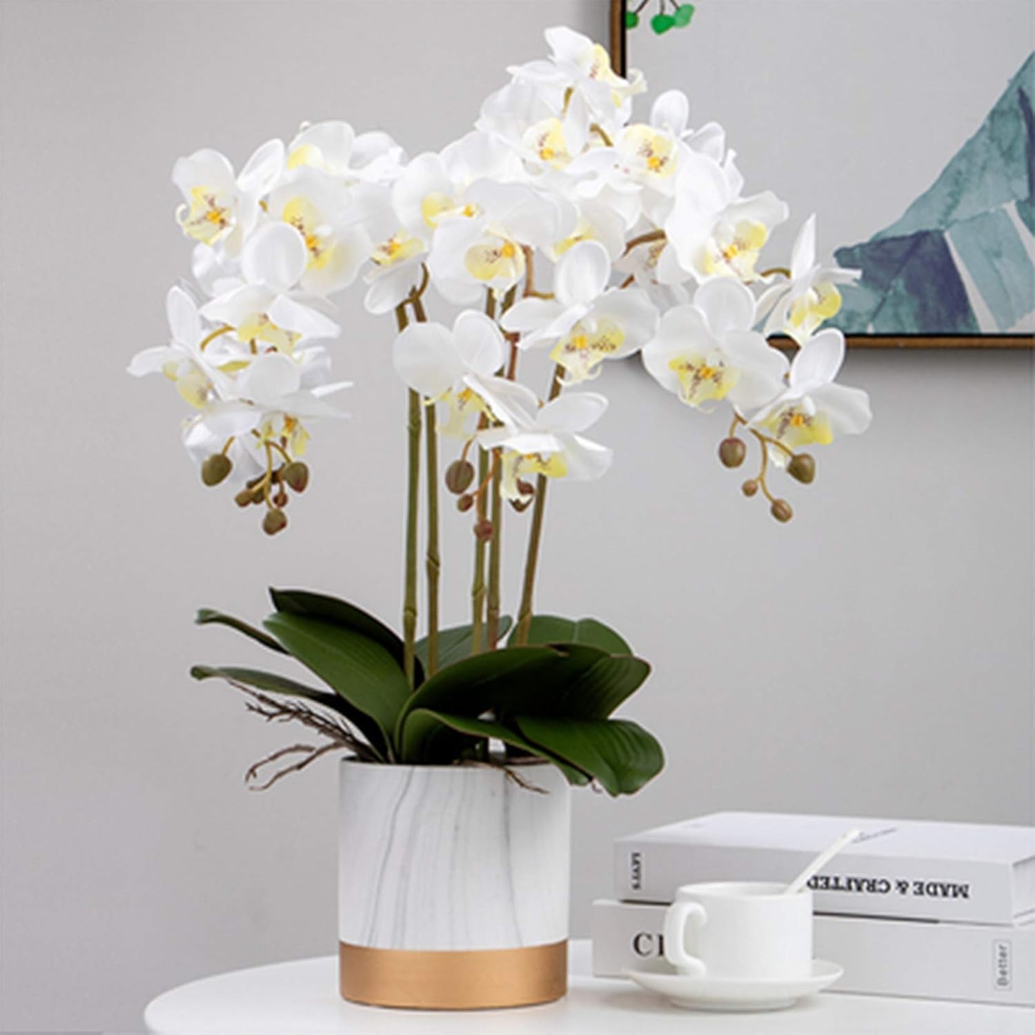 Fagushome 32″ Artificial Phalaenopsis Flowers 6 Pcs Artificial Orchid Flowers St