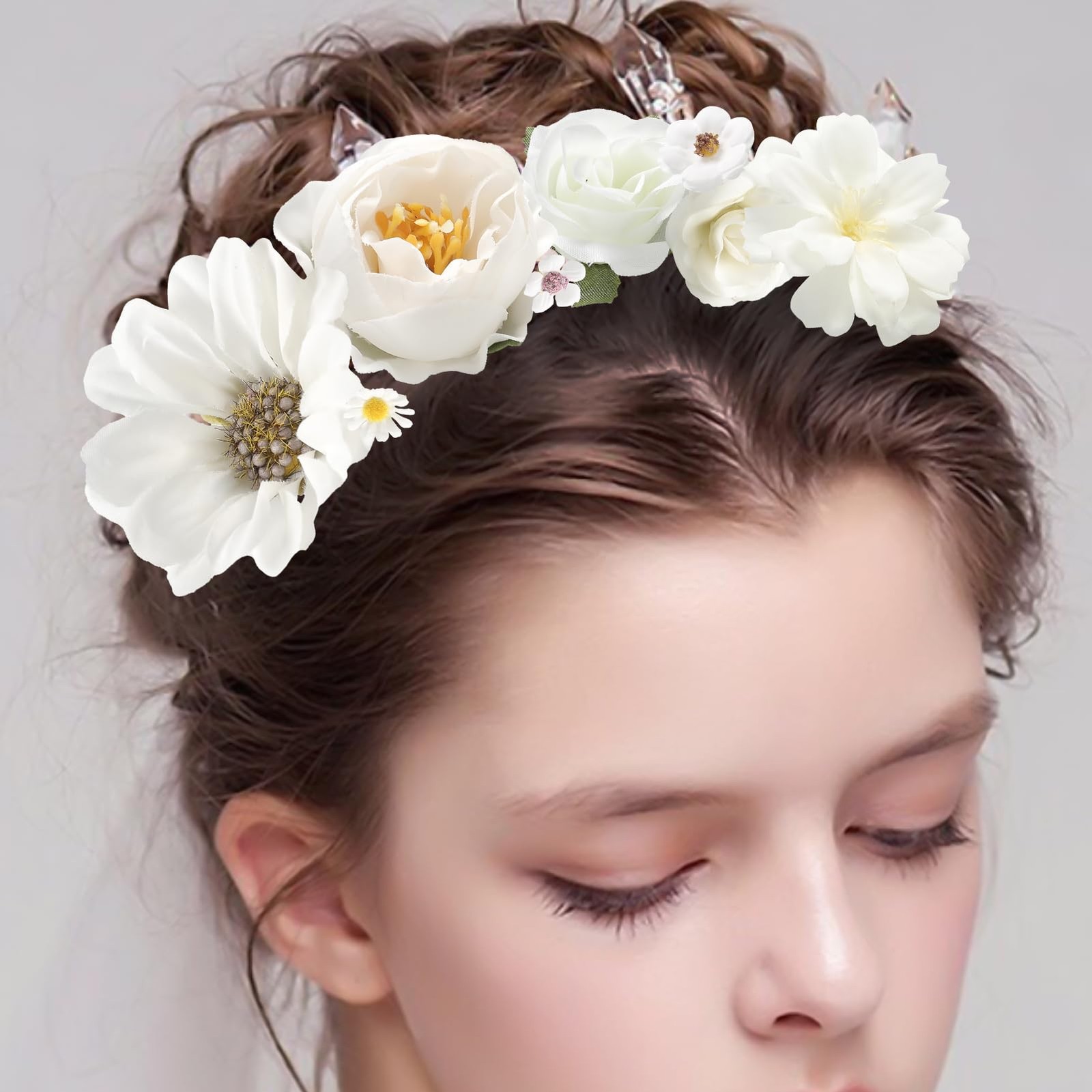 Mini Artificial Flower Heads Small Silk Daisy Peony DIY Wreath Graduation