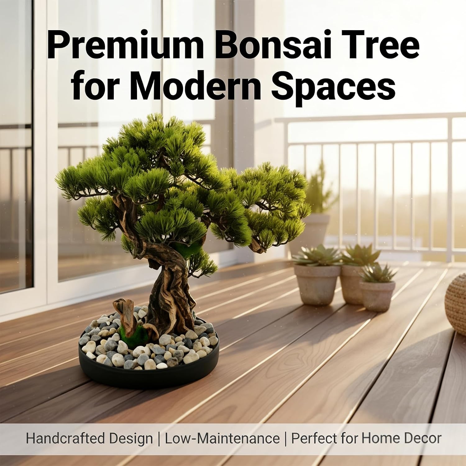 Realistic Artificial Bonsai Pine Tree 25.6 * 17.7in Indoor Desktop Welcome Pine