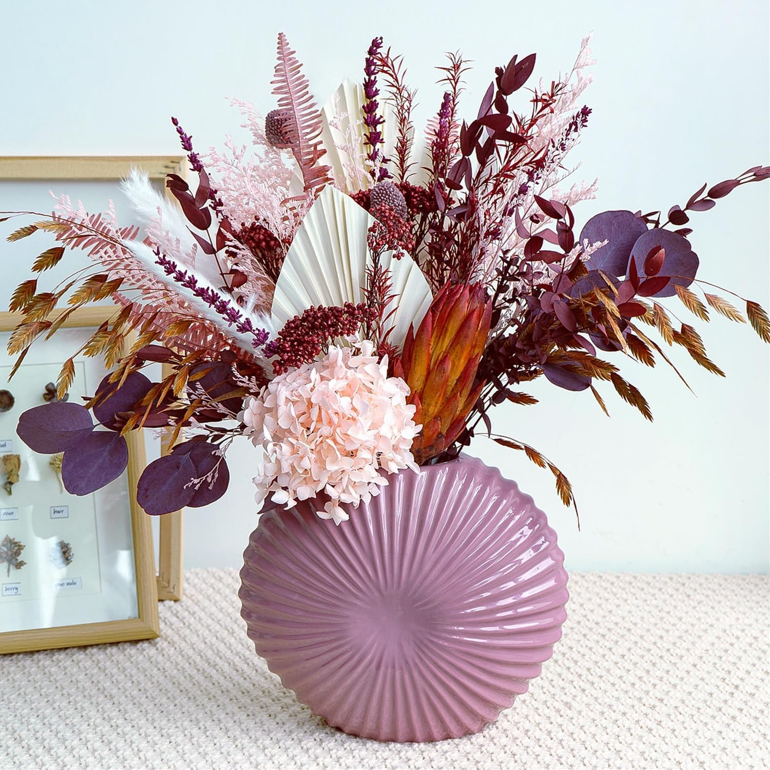 Dried Flower Bouquet Natural Pampas Grass Boho Wedding Centerpiece 17×5.5in