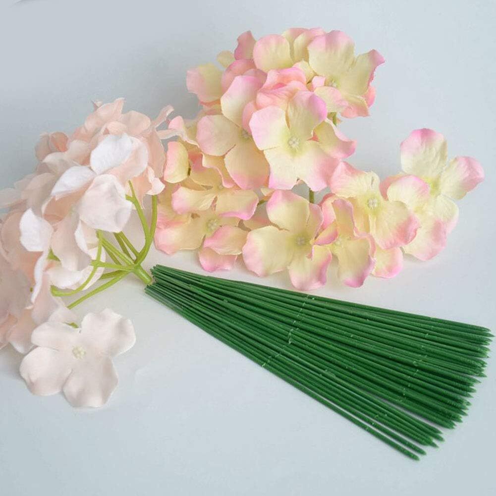 100pcs Floral Stem Wire Plastic Artificial Flower Green Stem Rod Plant Stub Wire
