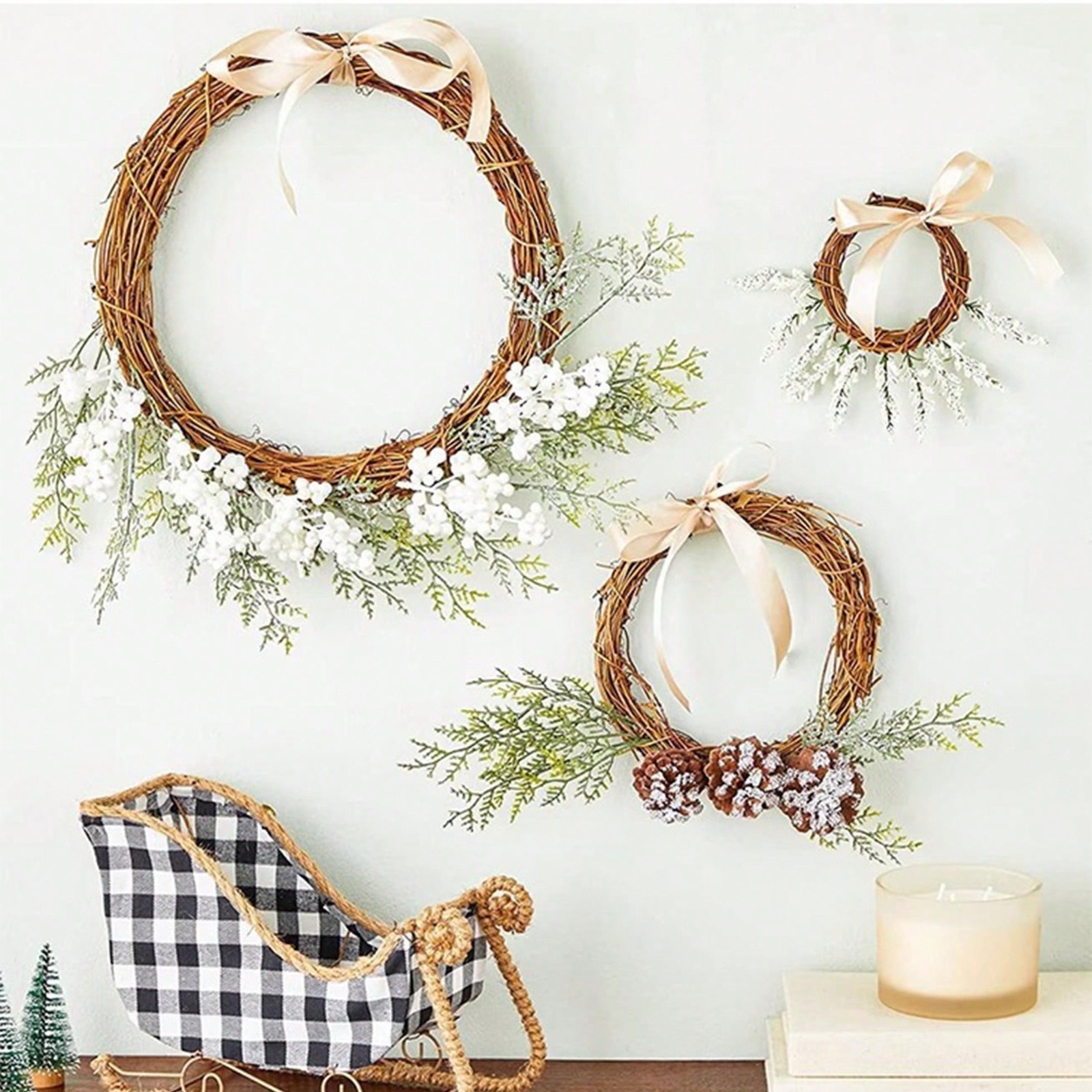 NEW 5 Pcs Natural Vine Wreath Frame, Grape Vine Strips for DIY Handmade Weaving