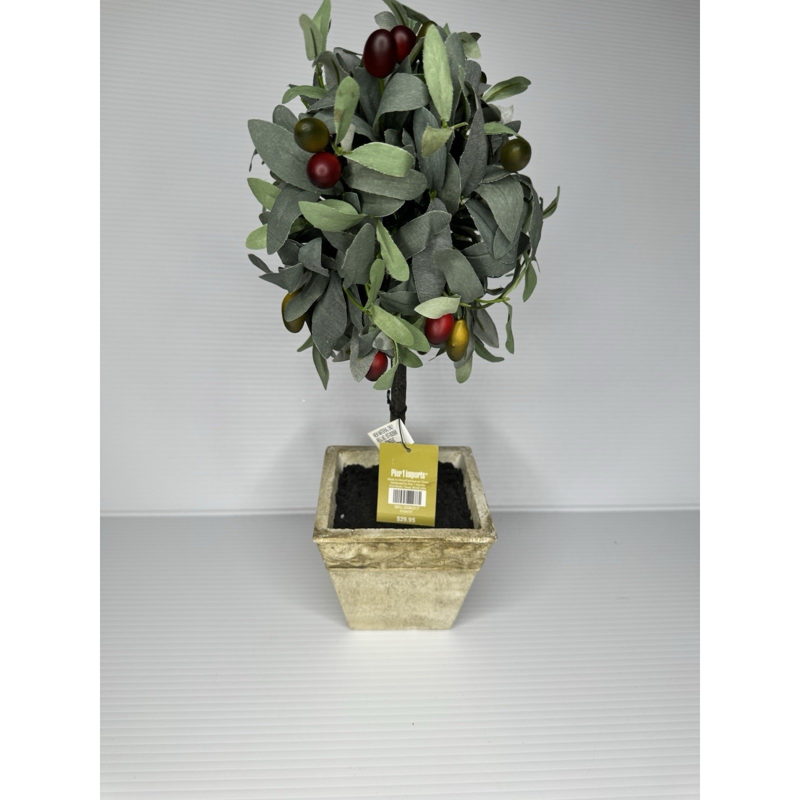 Pier 1 Imports Olive Topiary Faux Tree in Decorative Pot 20″ NEW