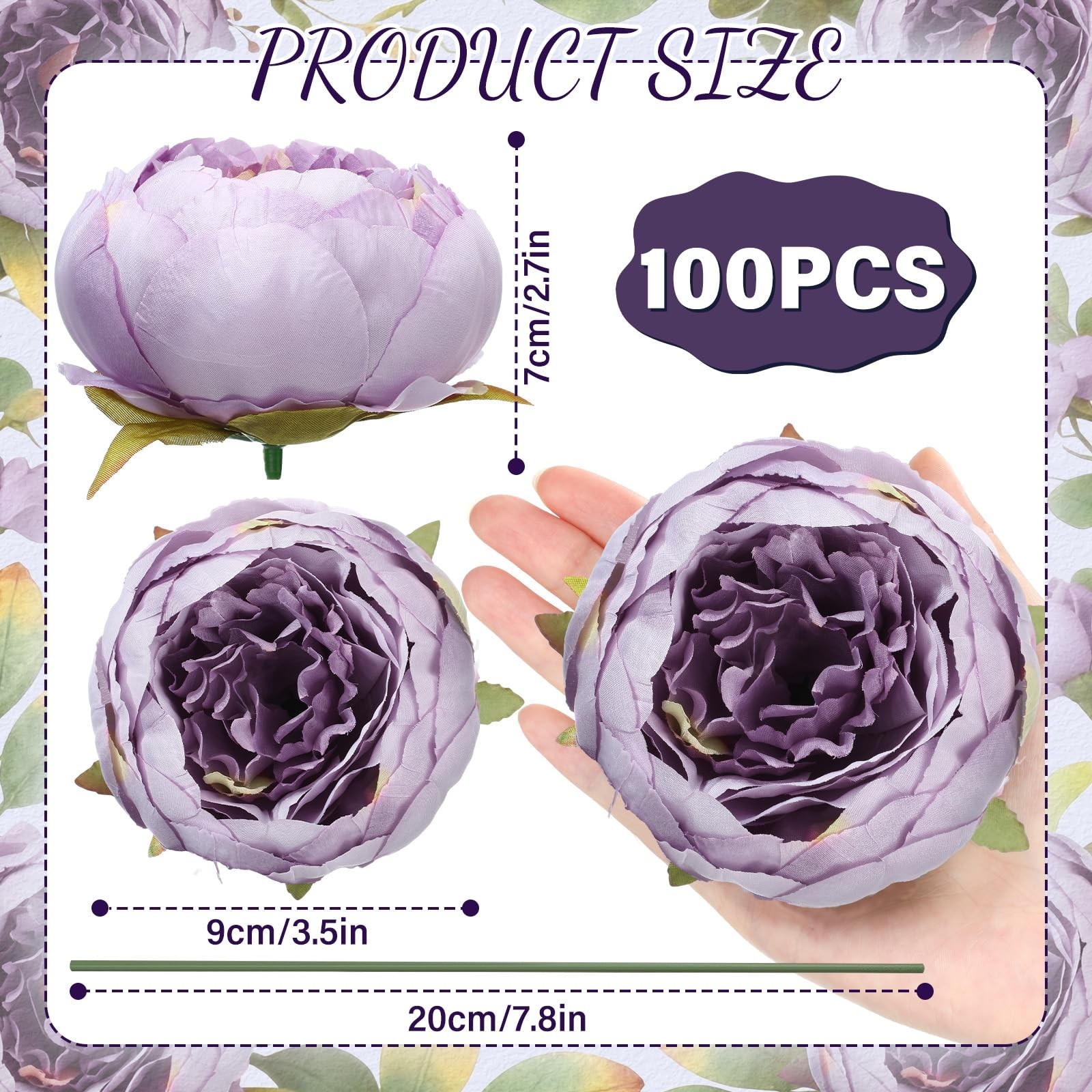100 Pcs Artificial Peony Flower Bulk Silk Peony Flowers Heads with Stems Real…