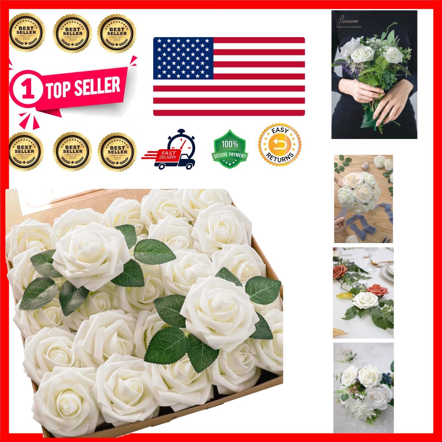 Luxurious 25 Ivory Foam Roses for Bridal Showers & Centerpieces – Durable Design