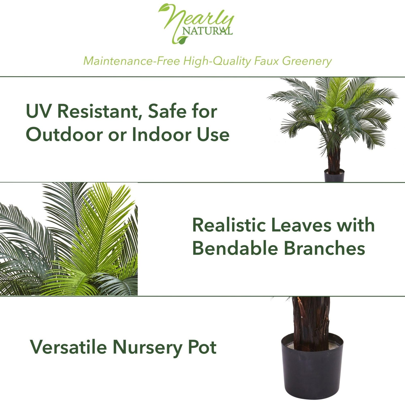 Nearly Natural 3Ft Cycas Artificial Palm Tree Uv Resistant Faux Greenery For