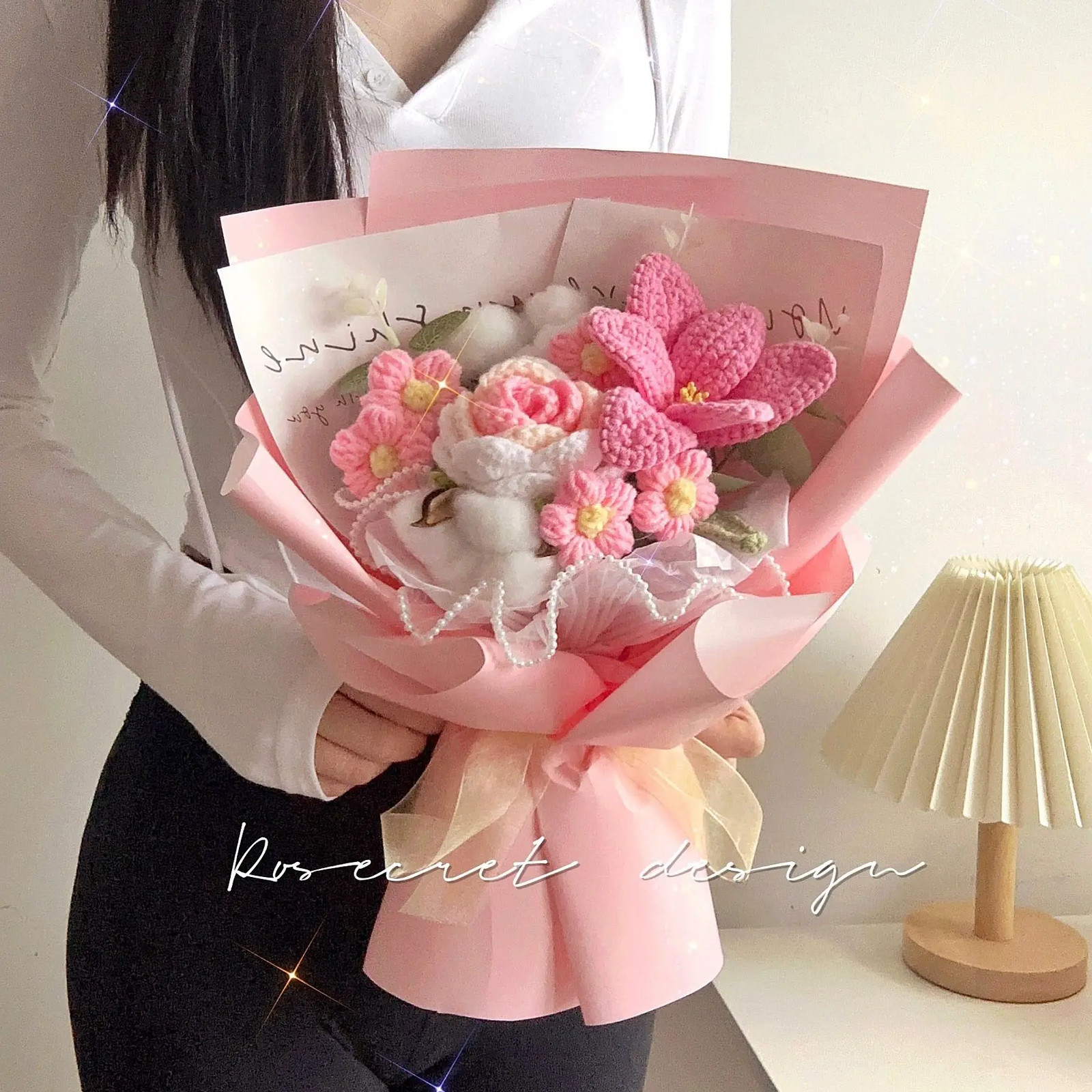 Handcrafted Rose and Tulip Knitted Bouquet for Birthdays and Special Occasions