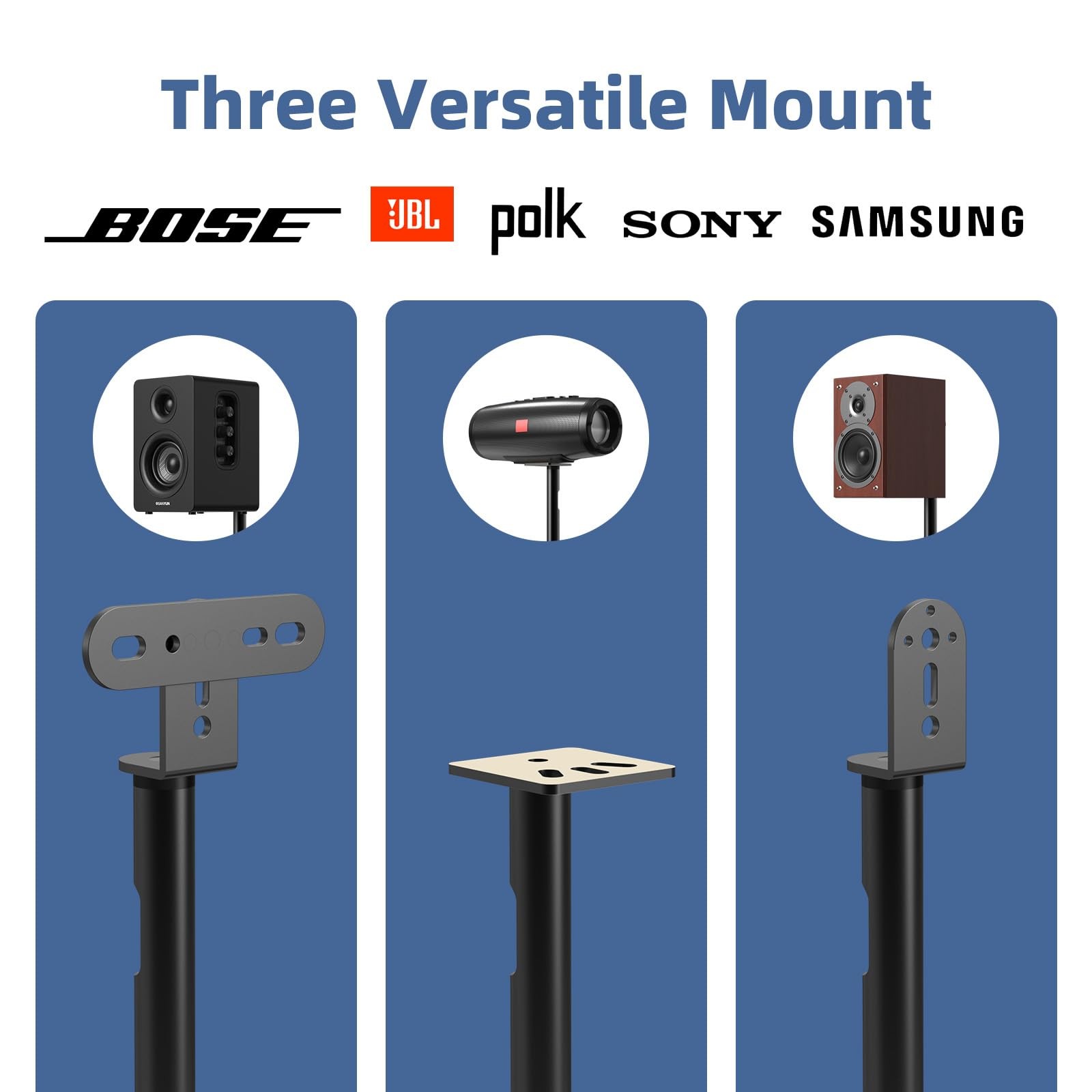Universal Speaker Stands Pair, Satellite & Bookshelf Matte Black