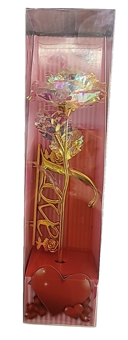 Mothers Day Light Up Rose Flower in Love Stand Great Gift Valentines Anniversary
