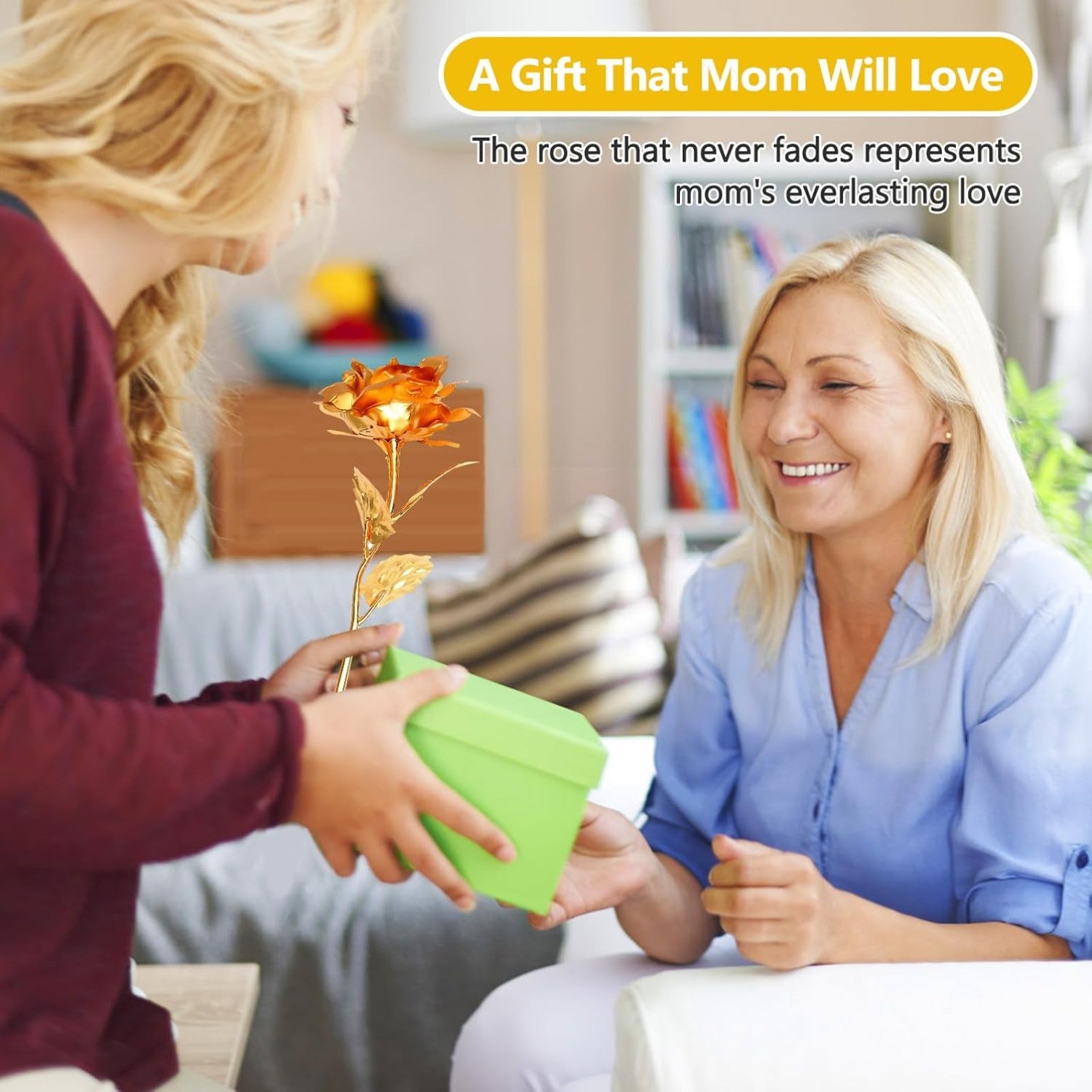 24K Golden Rose, Artificial Rose Flower Gifts for Her with Luxury Gift Box