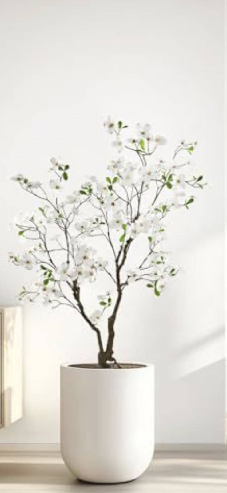 Artificial Dogwood Tree Houseplant White 5ft Potted Plastic Fabric Decor