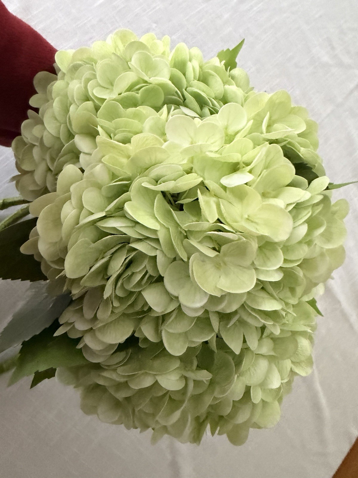 4 Real Touch Large Light Green Hydrangea Fake Flowers 21”