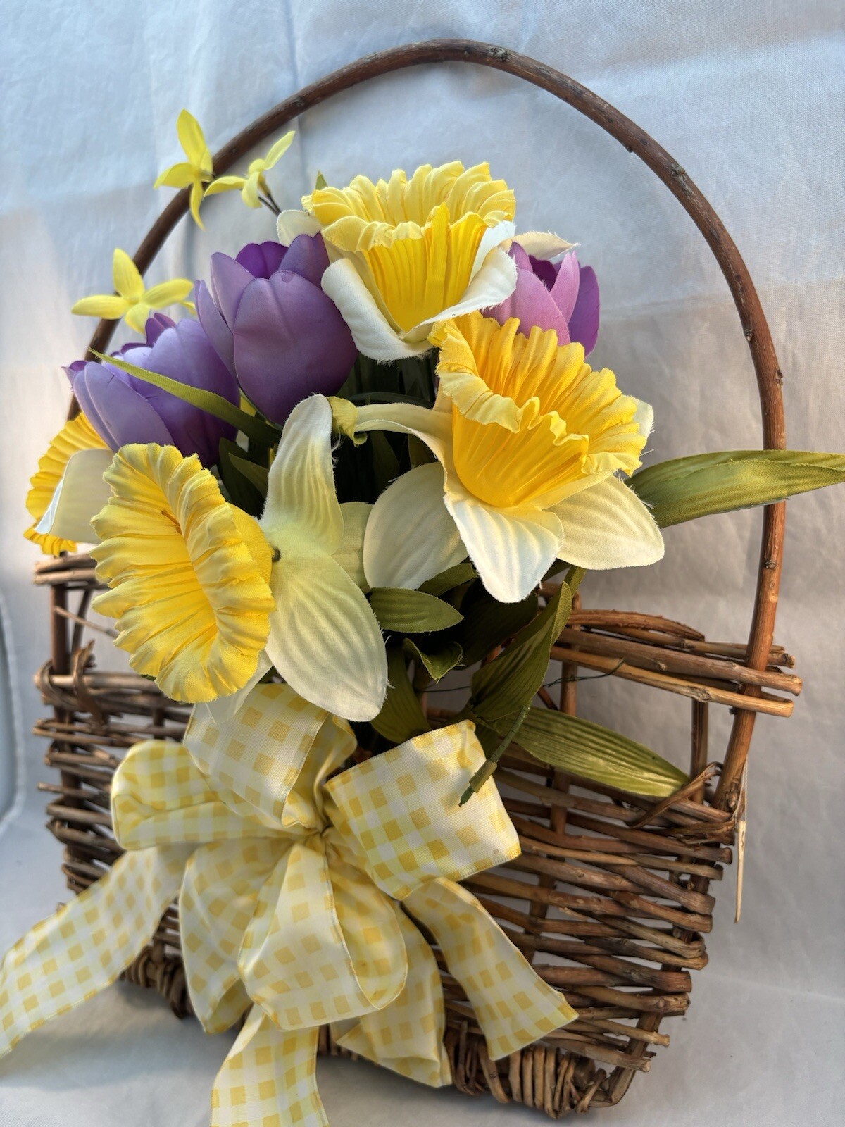 Hanging Door Wall Basket with Spring Summer Faux Flowers