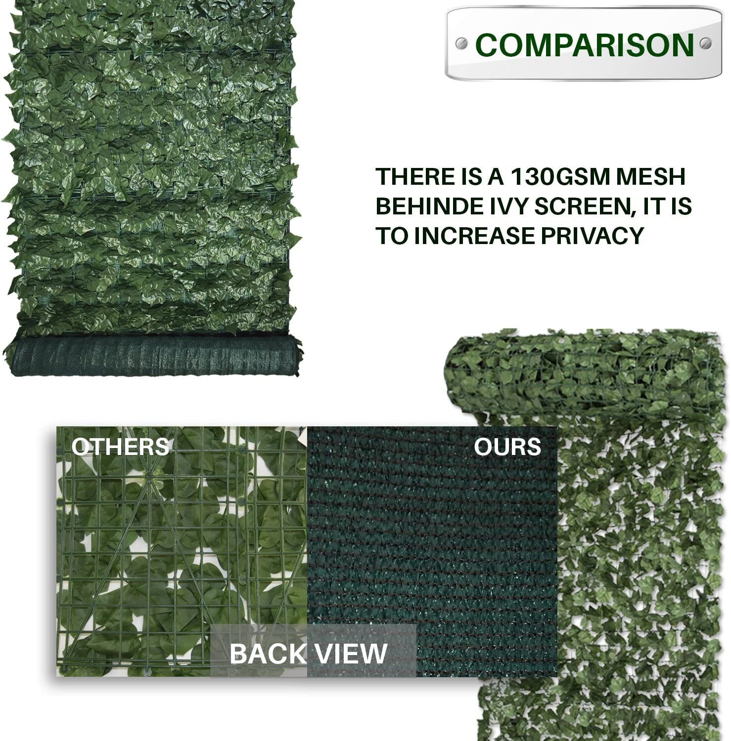 39″ 58″ Artificial Faux Ivy Leaves Garden Hedge Privacy Fence Screen Wall Decor