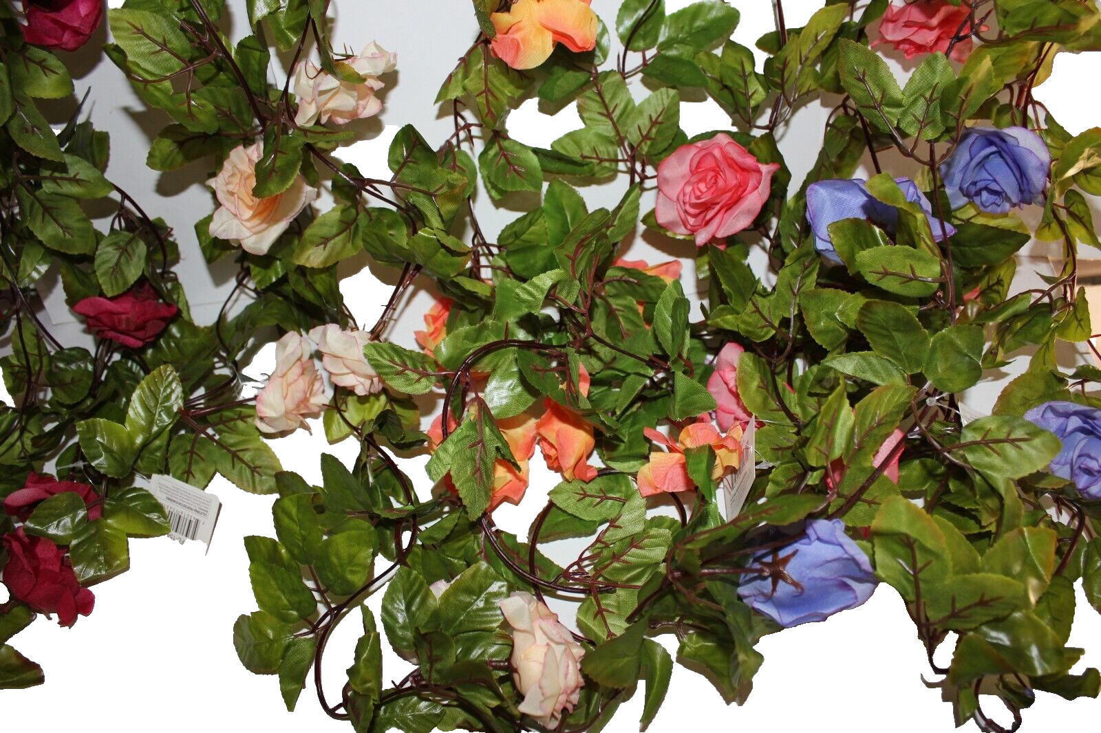 8 Feet Rose Garlands with green leaves, Pastel Colors Wedding Party Decor