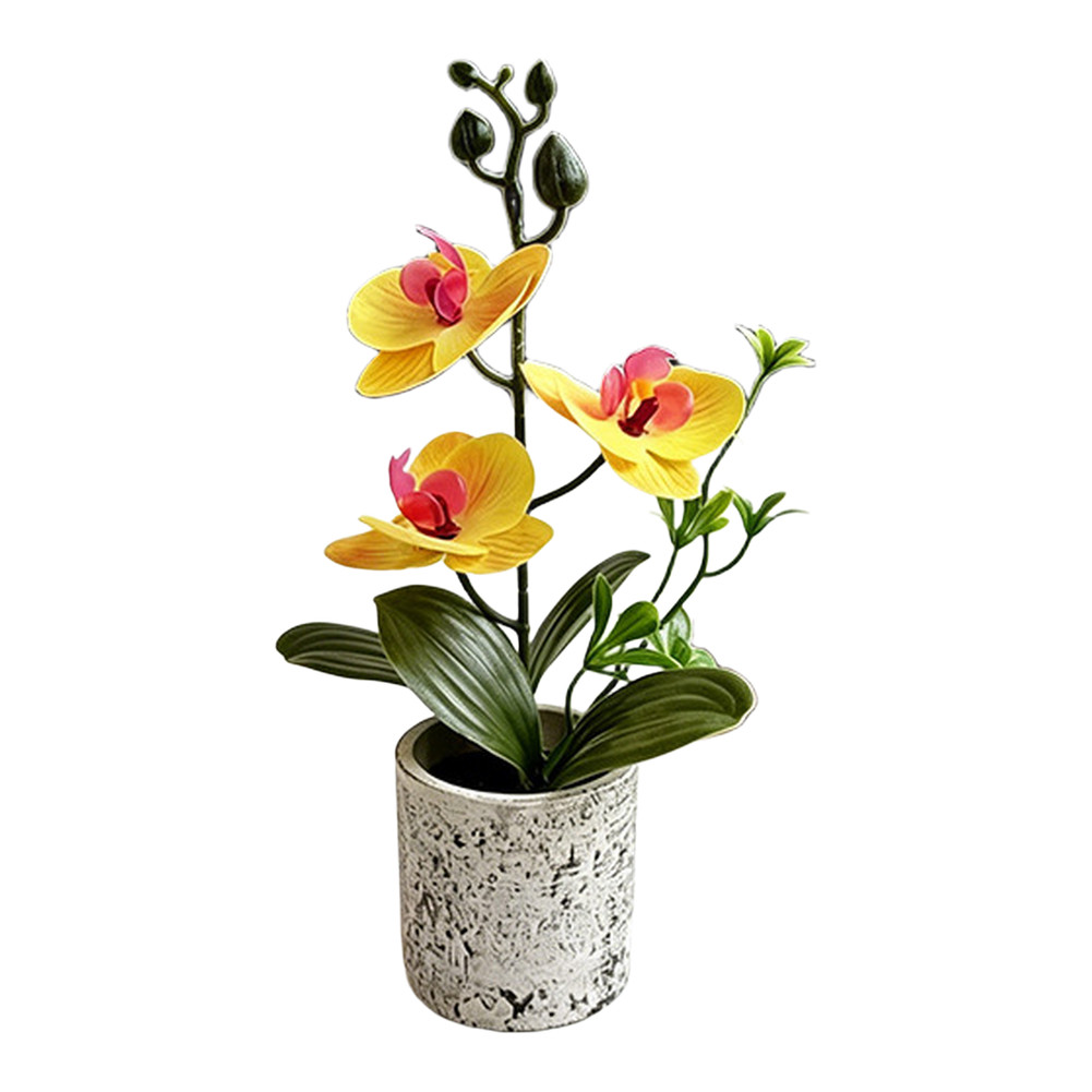 Realistic Artificial Butterfly Orchid Potted Plant 25.5cm for Wedding Decor
