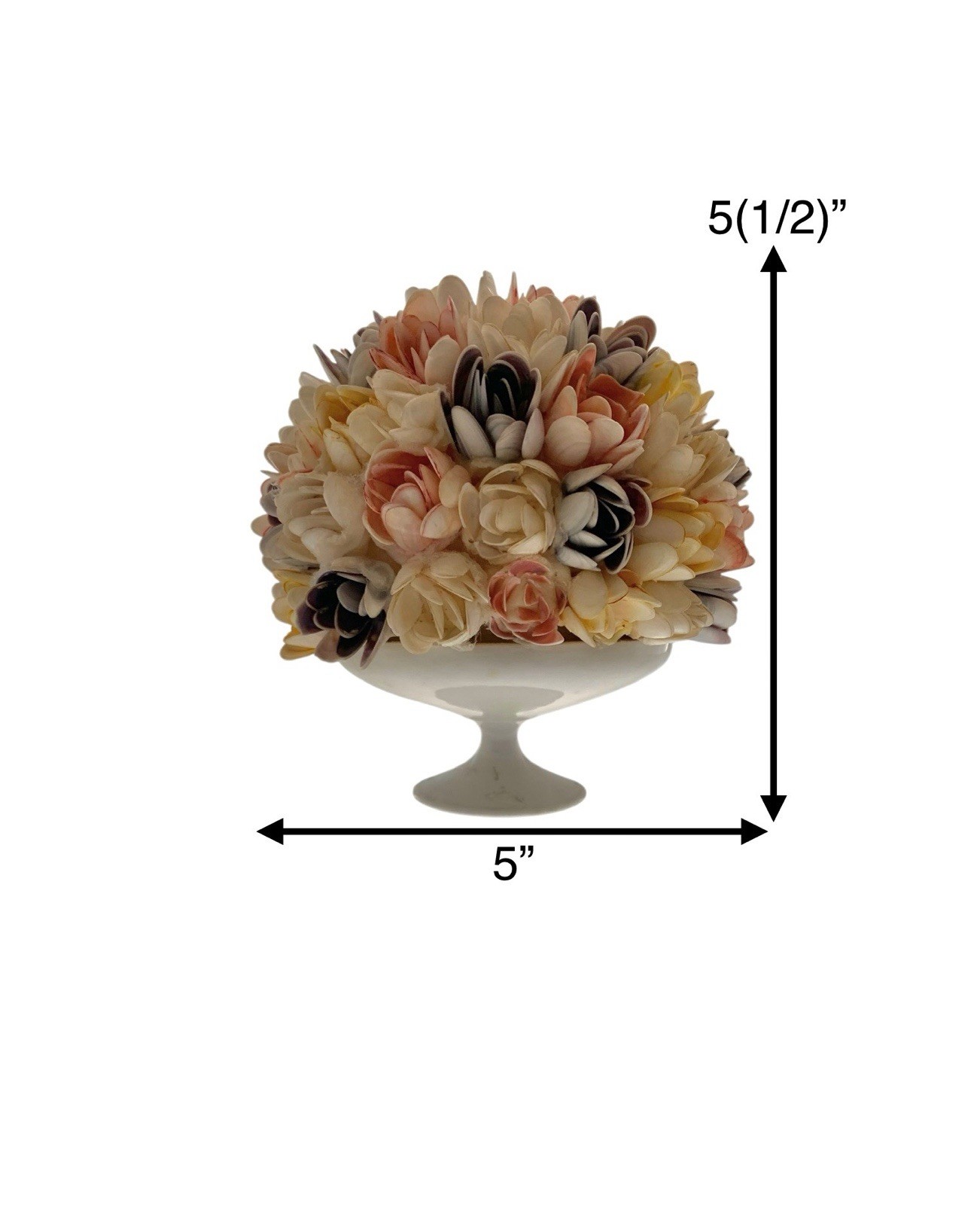 Seashell Flower Arrangement on Footed Bowl Vintage Costal Art Decor