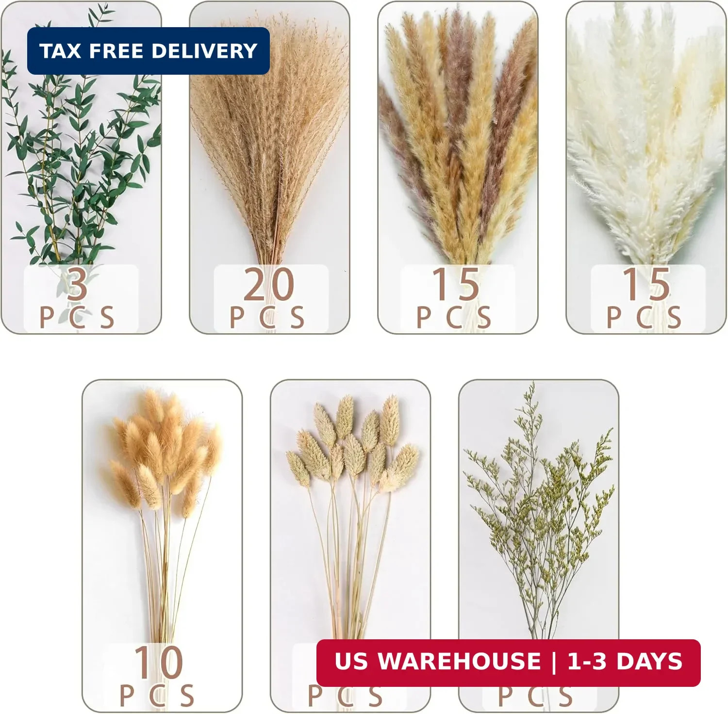 Green Pampas Grass Bouquet – Boho Home & Wedding Floral Arrangements – Dried Pam