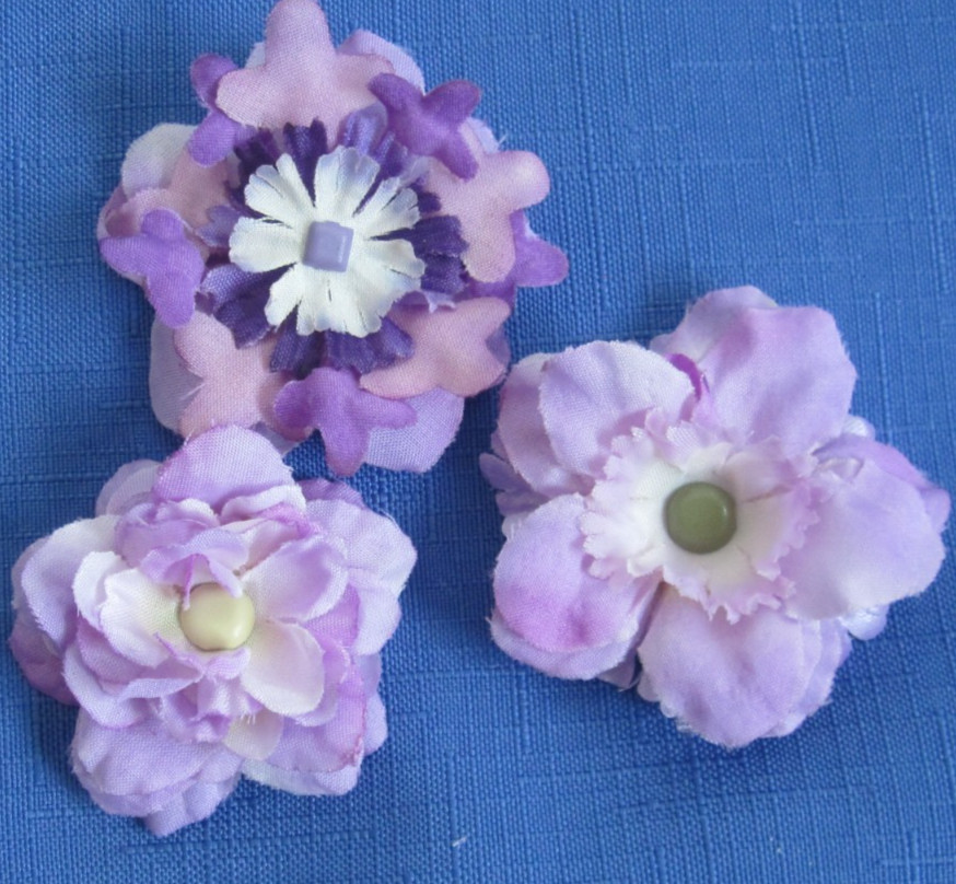 #6 Lot-49 Small/Medium Layers Used Silk Flower Petals 1-3″ Brads Multiple Colors
