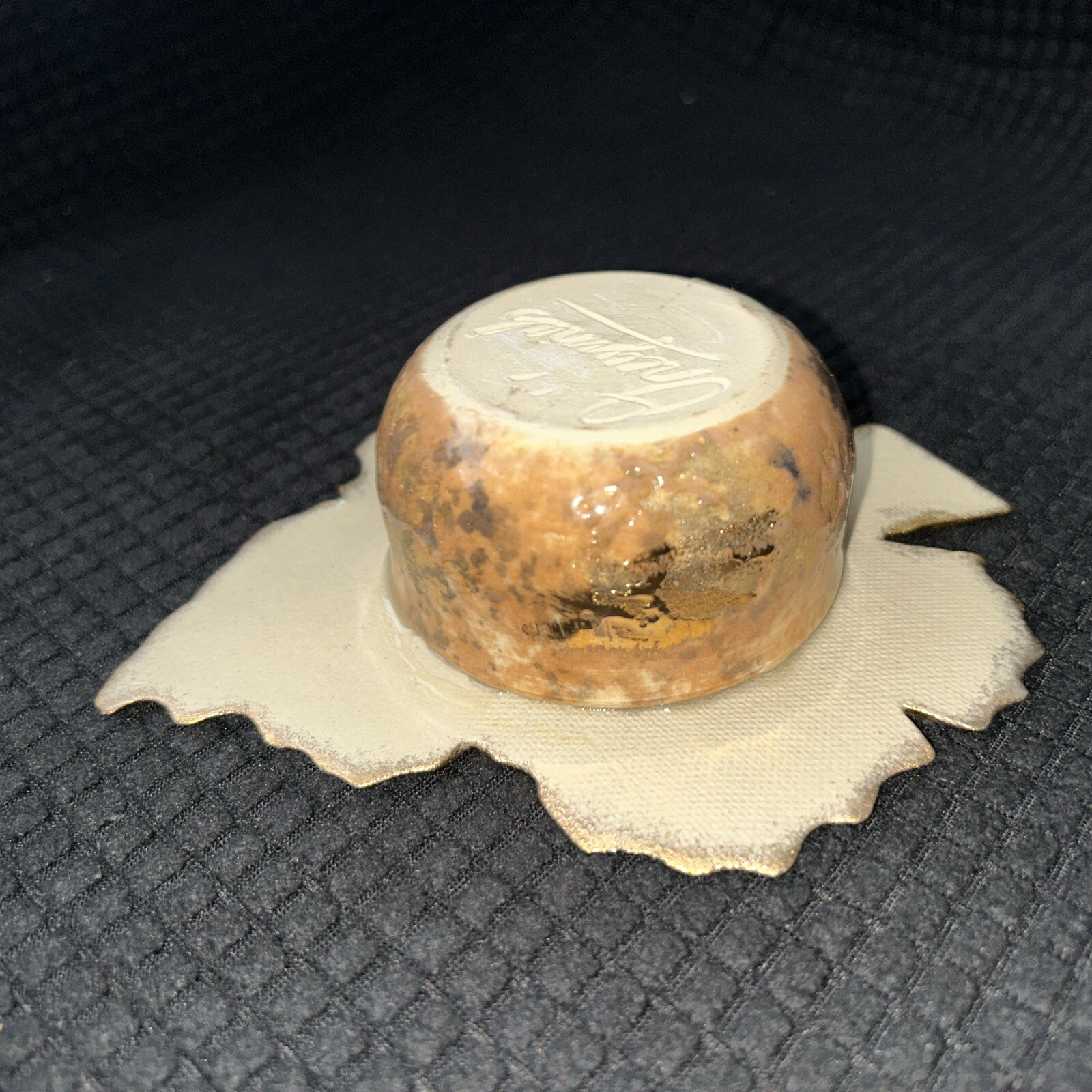 Maple Leaf Ceramic And Gold Leaf Flower Frog