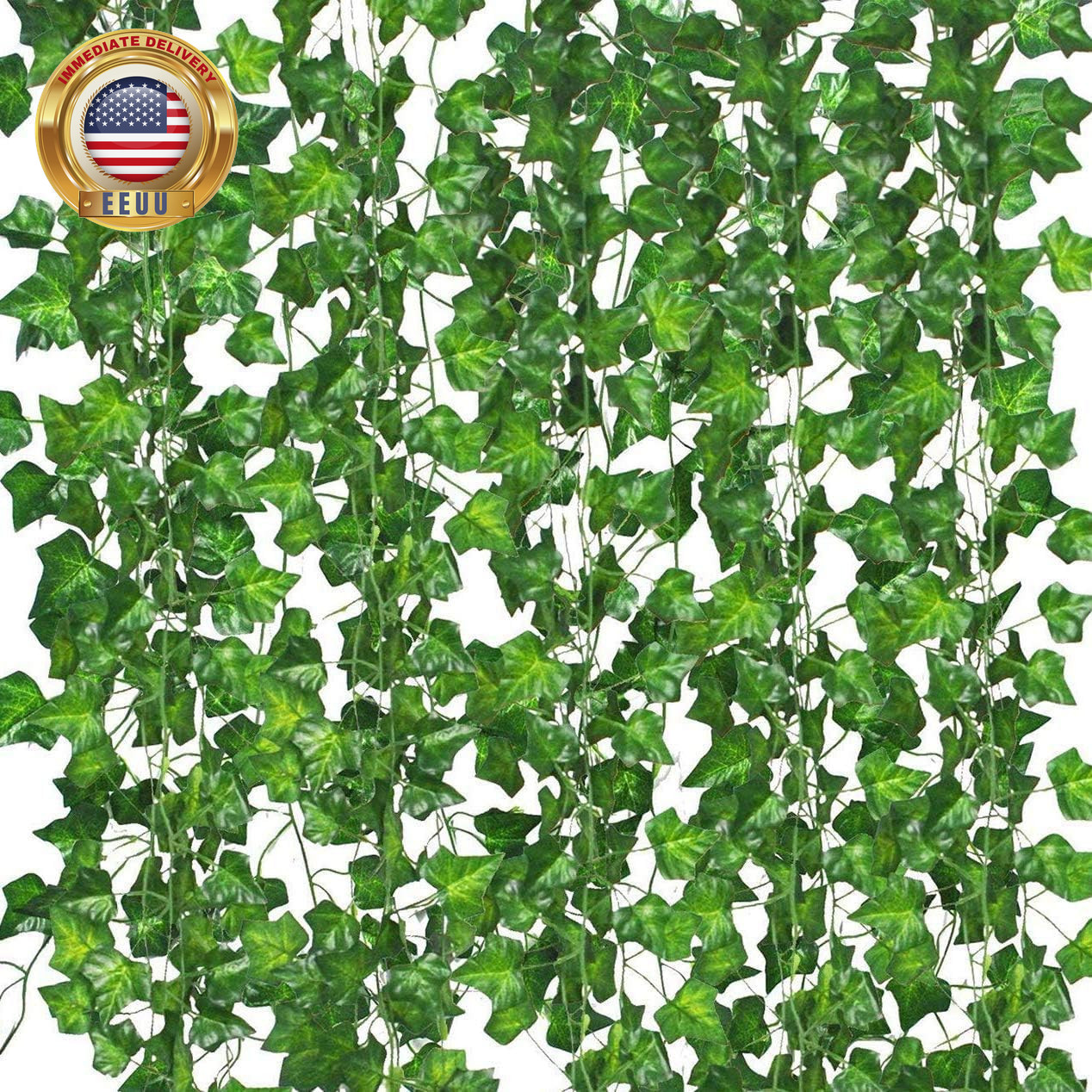 12 Pack Fake Vines for Room Decor Artificial Ivy Garland with Clip Green Flowers