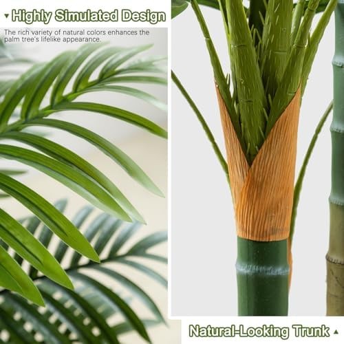 4ft Tall Golden Cane Artificial Tree Palm Outdoor, Large Artificial Plants Ou…