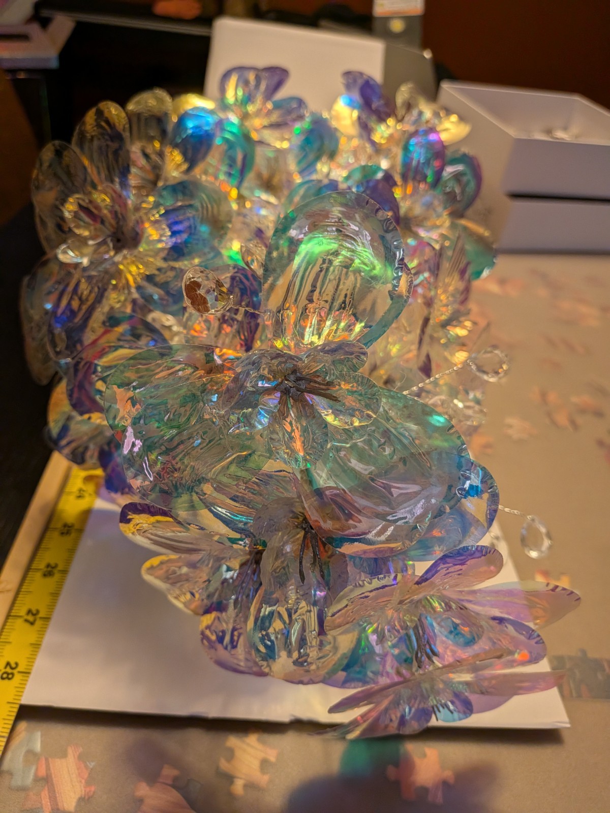 Rachel Zoe Iridescent Flowers Set of 5 Floral Stems LED Lighted Decor NIB