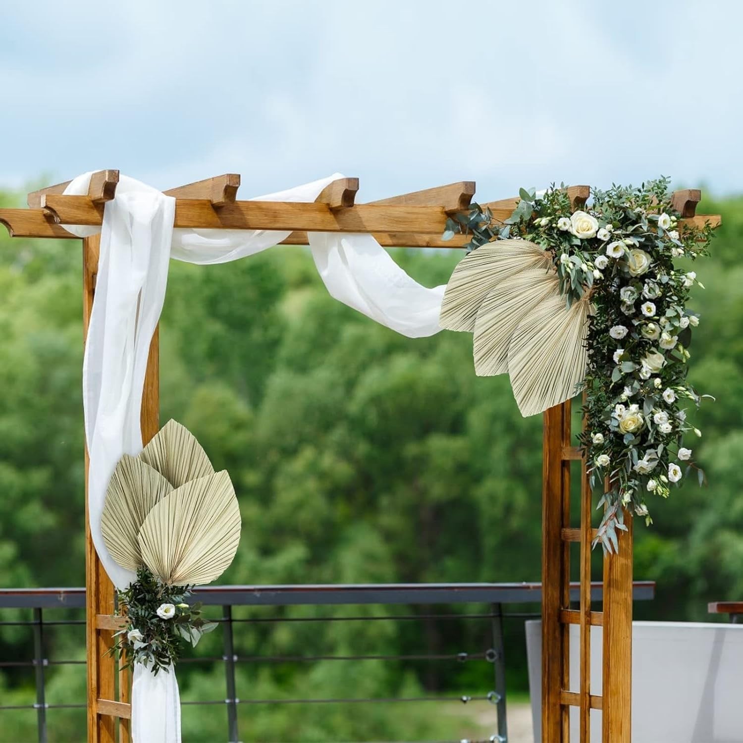 Natural Dried Palm Leaves, 17.3 Inch, 10 Pieces, Beige and Brown, for Wedding…
