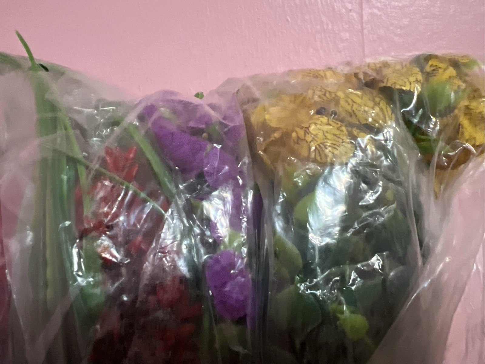 NEW Pack Of 20+ Stems Of Artificial Flowers & Greenery 12” Red Purple Yellow