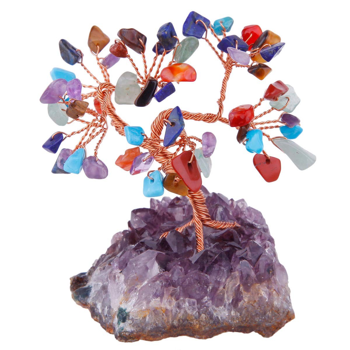 7 Chakra Crystal Tree Amethyst Cluster Base Bonsai Money Tree Luck