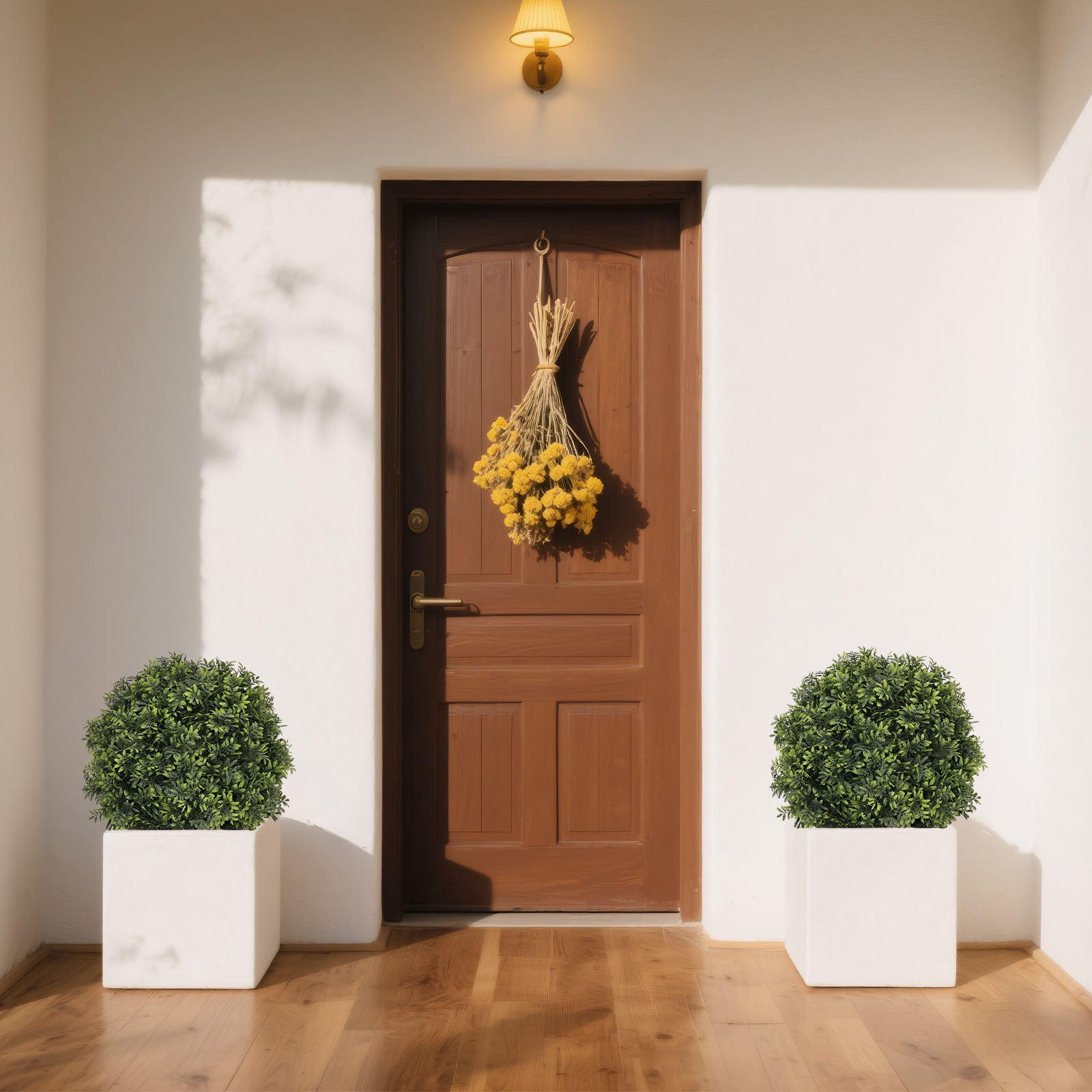 22″ Artificial Topiary Boxwood Ball Trees, 2-Piece Set, Green
