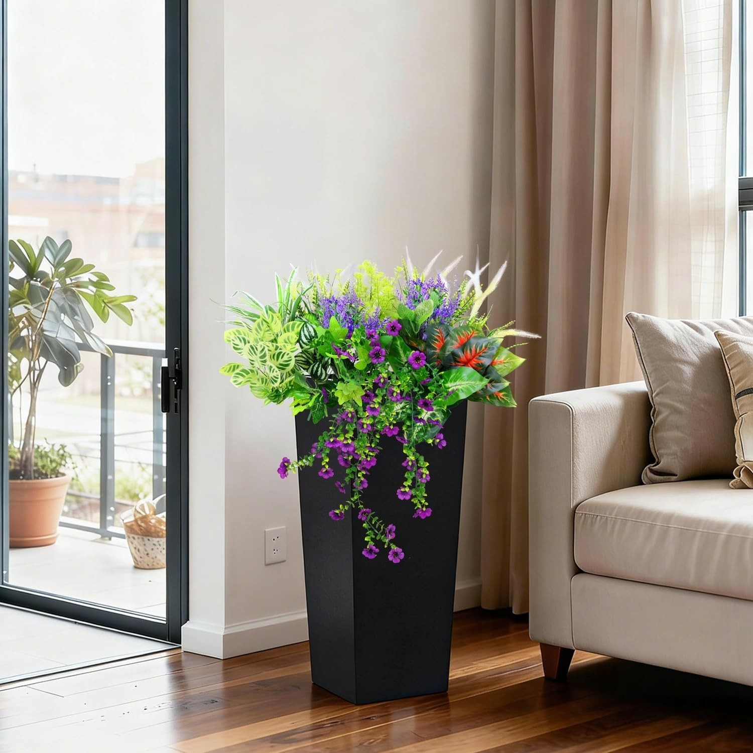 Maintenance-Free 14 Pack of Realistic Fake Plants for Pots & Window Boxes