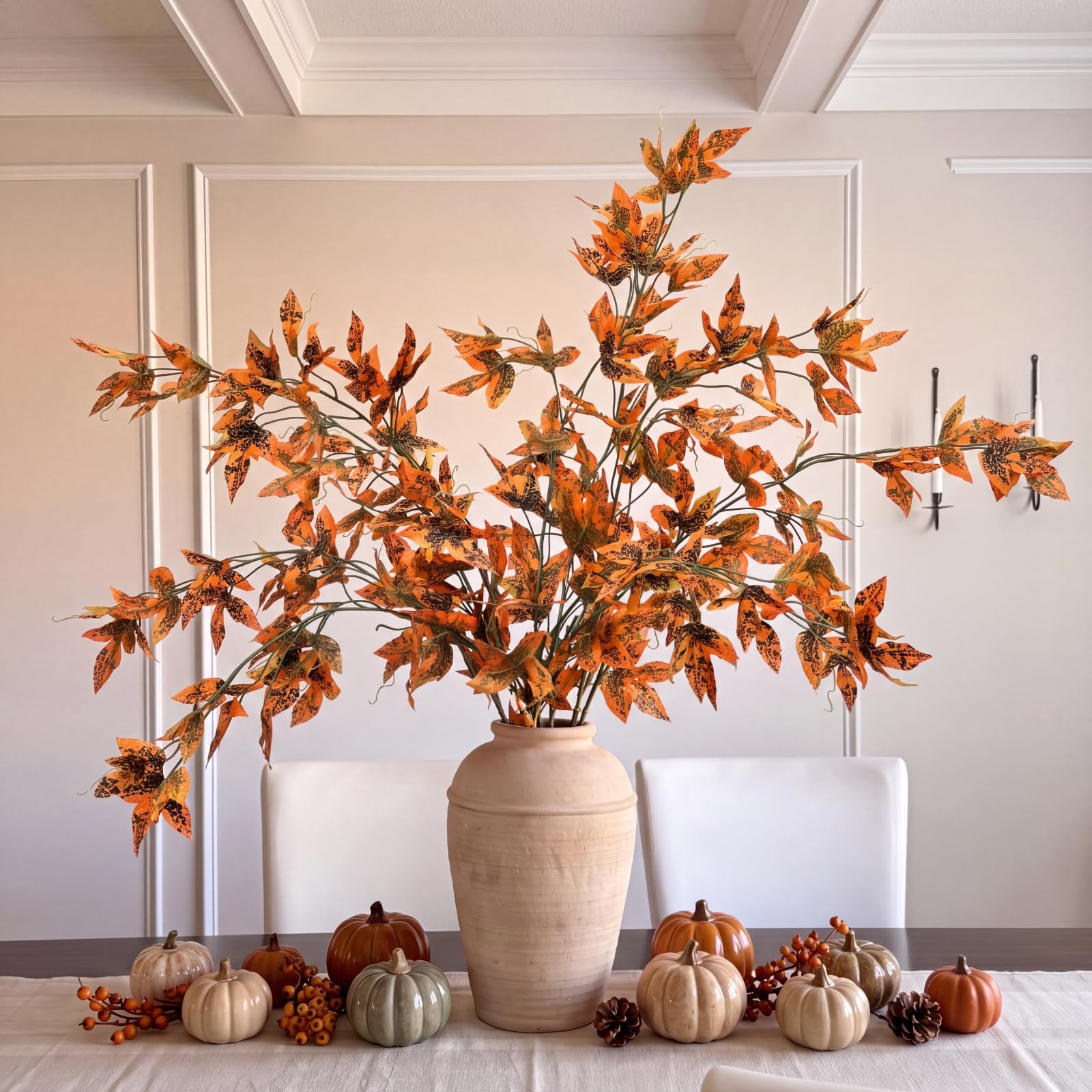 6 Pcs Fall Stems Artificial Grape Ivy Leaves Branch 39.37 Inch Faux Fall Foli…
