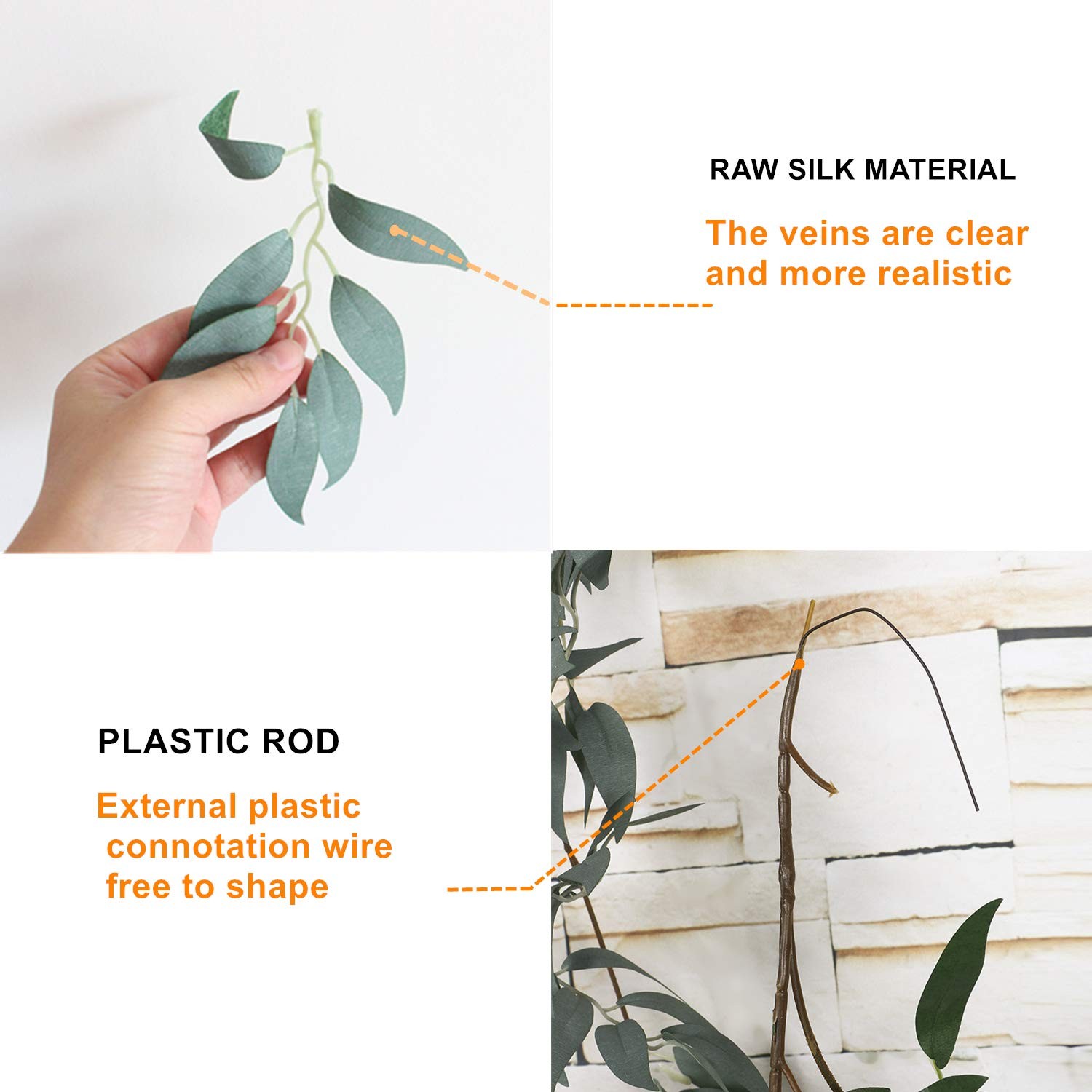 Gray Green Leaf Garland Decorations – 5.4 Feet Artificial Silk Fabric Willow …