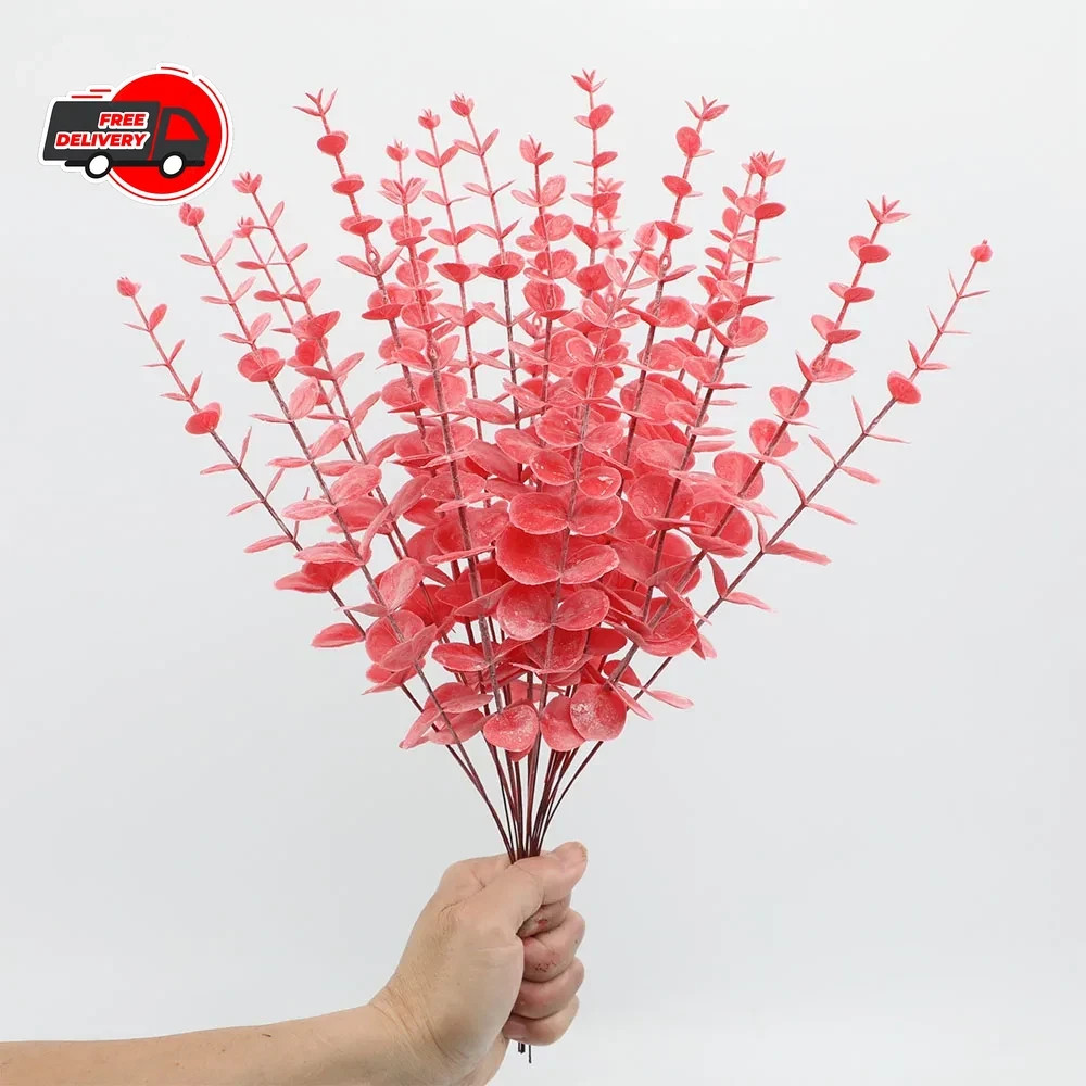 5PCS Gold Artificial Eucalyptus Eucalyptus Branch Stems Wedding Home Greenery De