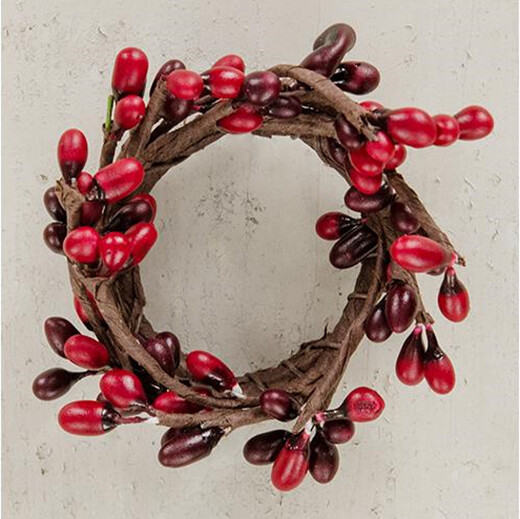 Pip Berry Candle / Napkin Ring – Red & Burgundy – 1.5″ Inner Diameter Christmas