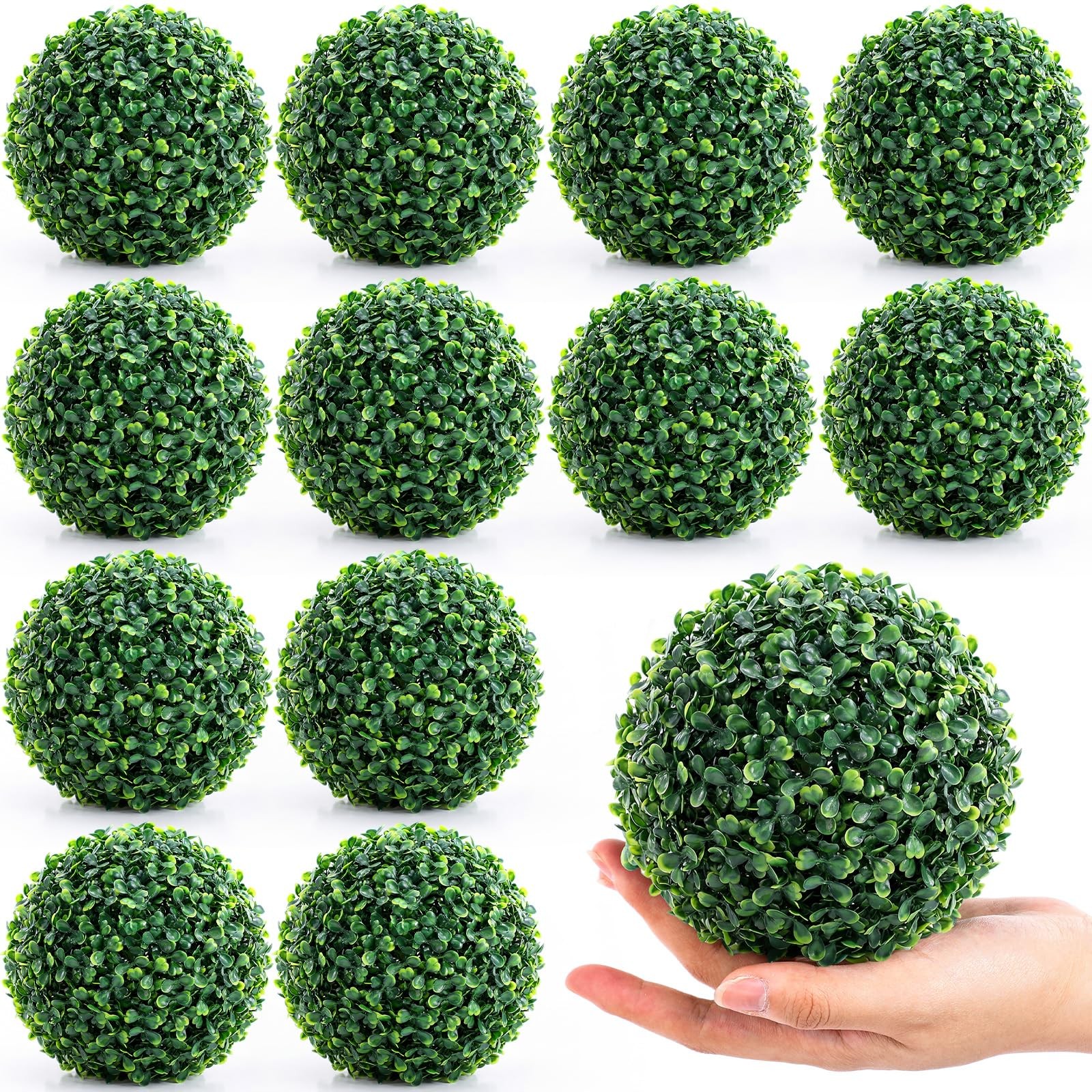 5 Inch Artificial Boxwood Topiary Balls Fake Round Greenery Hanging 12 PCS